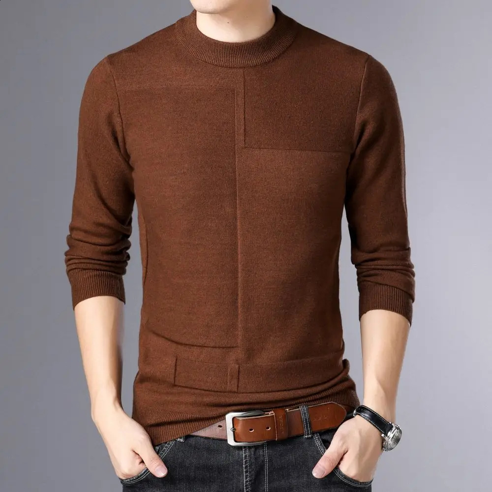 COODRONY Mens Fashion Simple Warm Half High Neck Sweater High Quality Comfortable Long Sleeve T-shirt Gift for Boyfriends W5685 240821