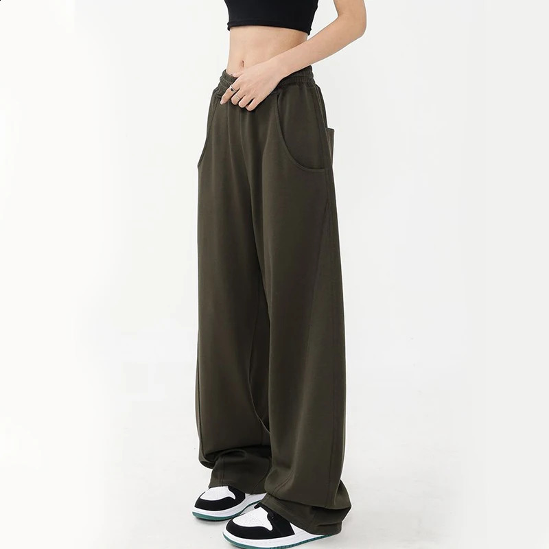 Zoki Fashion Bf Oversize Sweatpants Streetwear High Waist Women Loose Y2K Wide Leg Pants Korean Vintage Pockets Casual Trousers 240821
