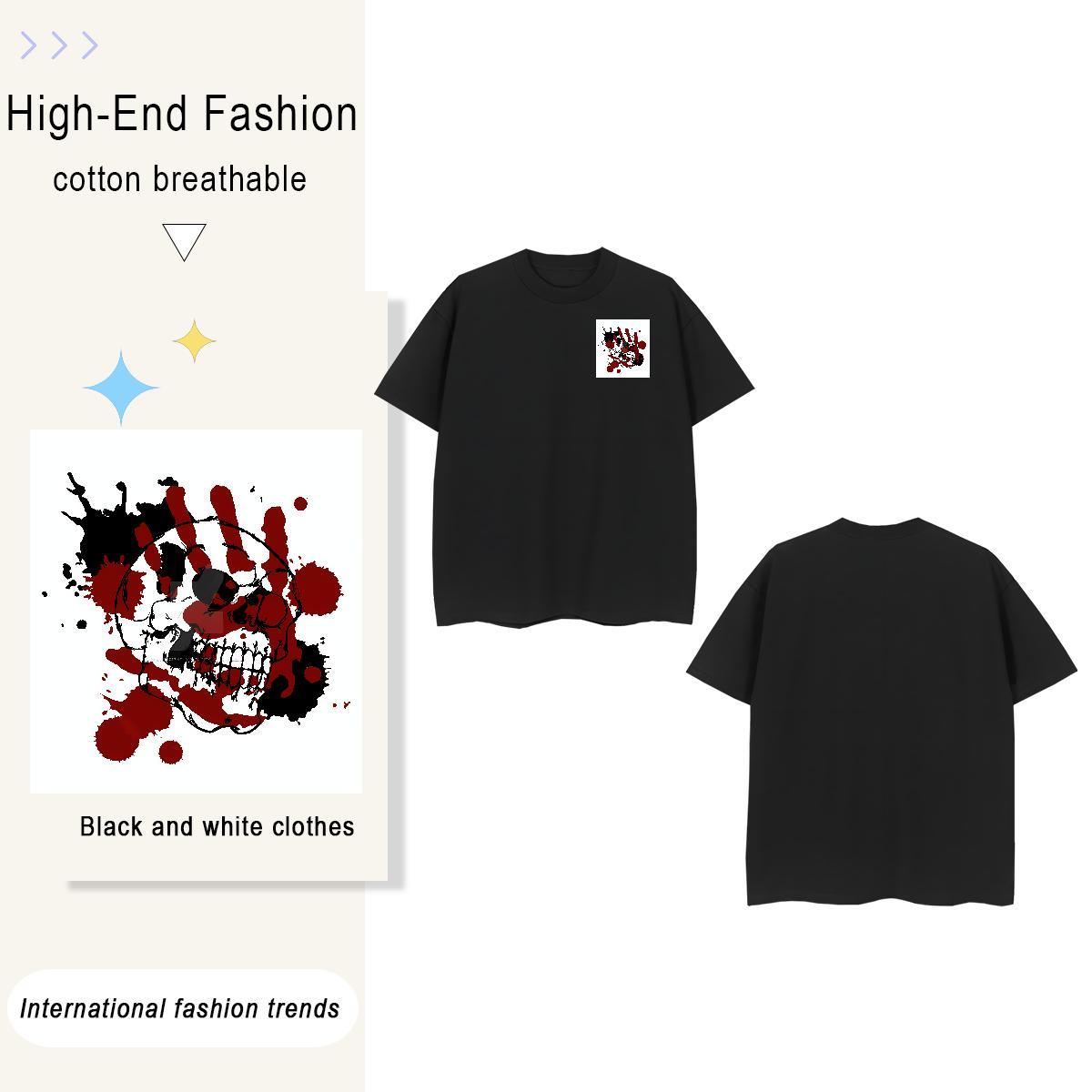 Female Lady T shirt 230g Cotton scary Beach T-Shirts for Women Breathable Soft Graphic Tops Shirt