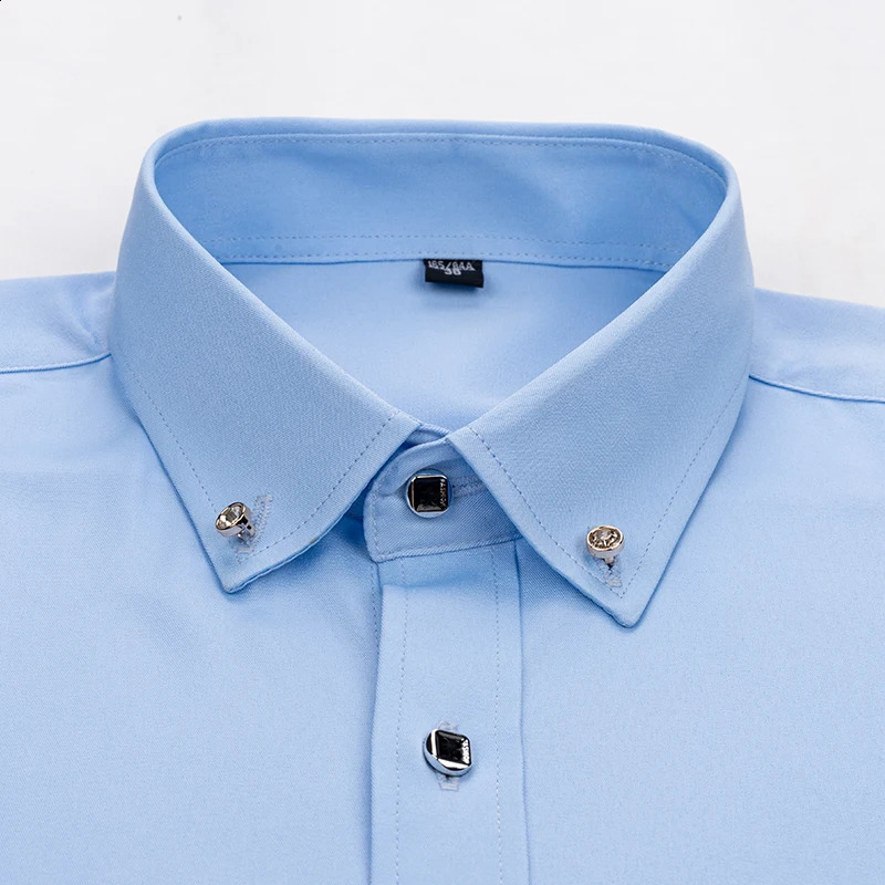 Four seasons general long-sleeved shirt diamond collar mens business casual professional wear social non-ironing anti-wrinkle 240822