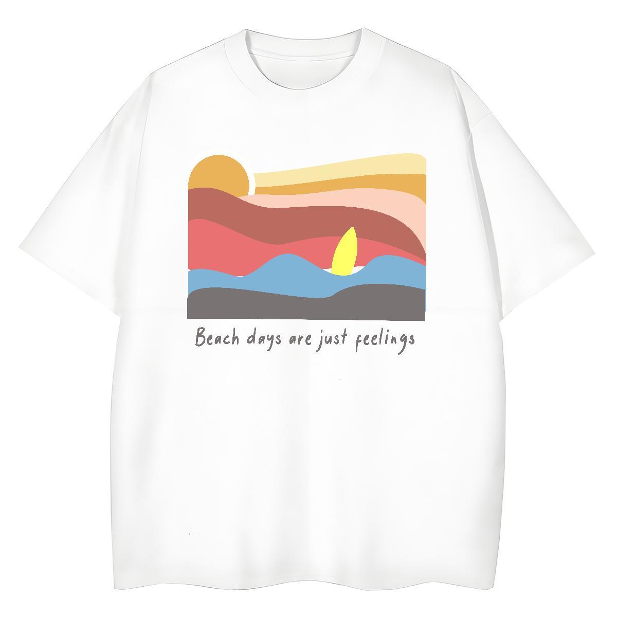 Female Women Tees 230g Cotton sun Spring Summer Womens T Shirts Round Neck Short Sleeve Anime Oversized Clothes