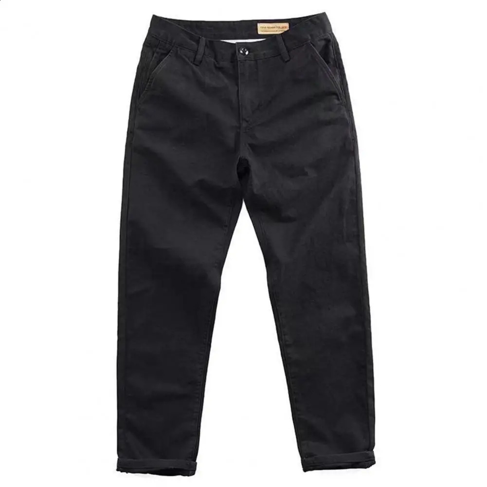 Large Pocket Loose Overalls Mens Outdoor Sports Jogging Pants Elastic Waist Pure Cotton Casual Work Pants 240822