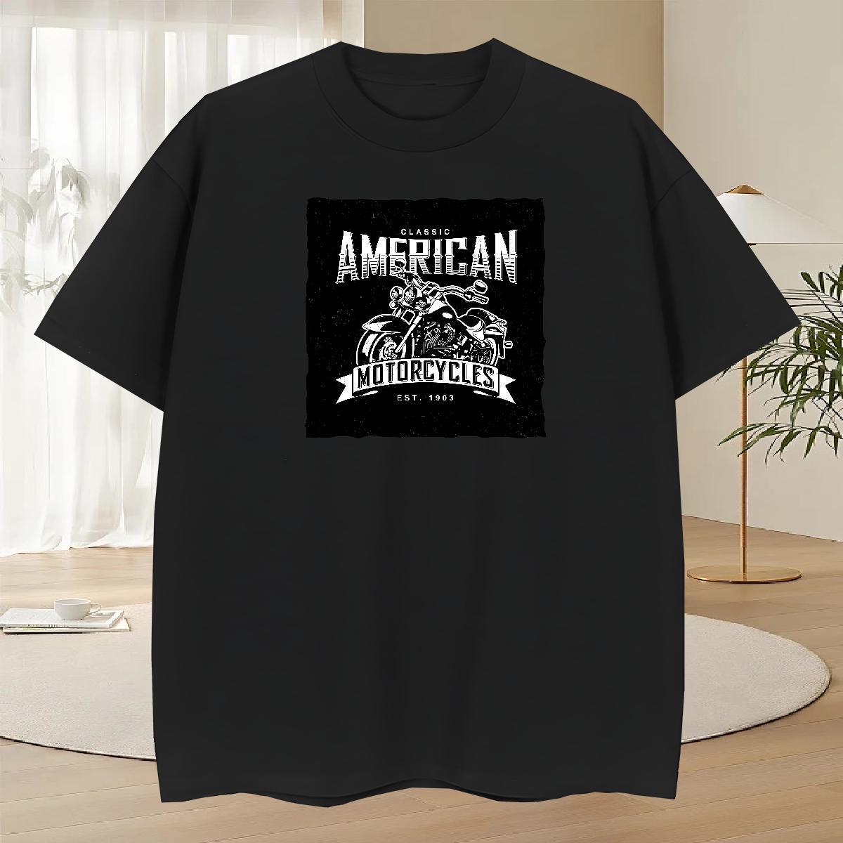Soft Men Clothes T-Shirt Street Casual 100% Cotton 230g Custom Printed Pure Cotton Motorcycle T Shirts Men Factory Direct Tshirts