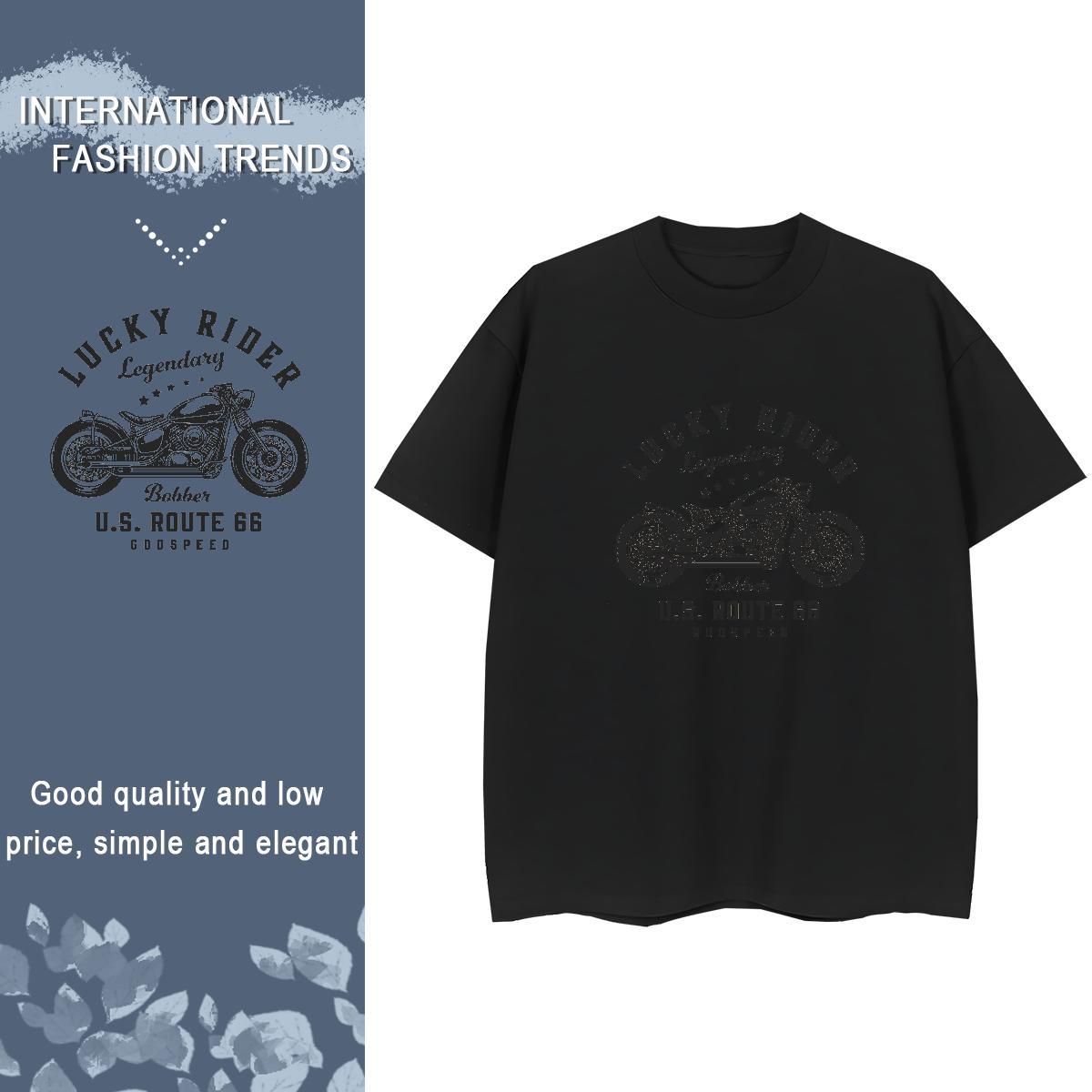 Classic Woman T Shirts 230g Pure Cotton O Neck Short Sleeves Street Wear Motorcycle Unisex Tshirts Free Shipping Black Oversized Top Shirts