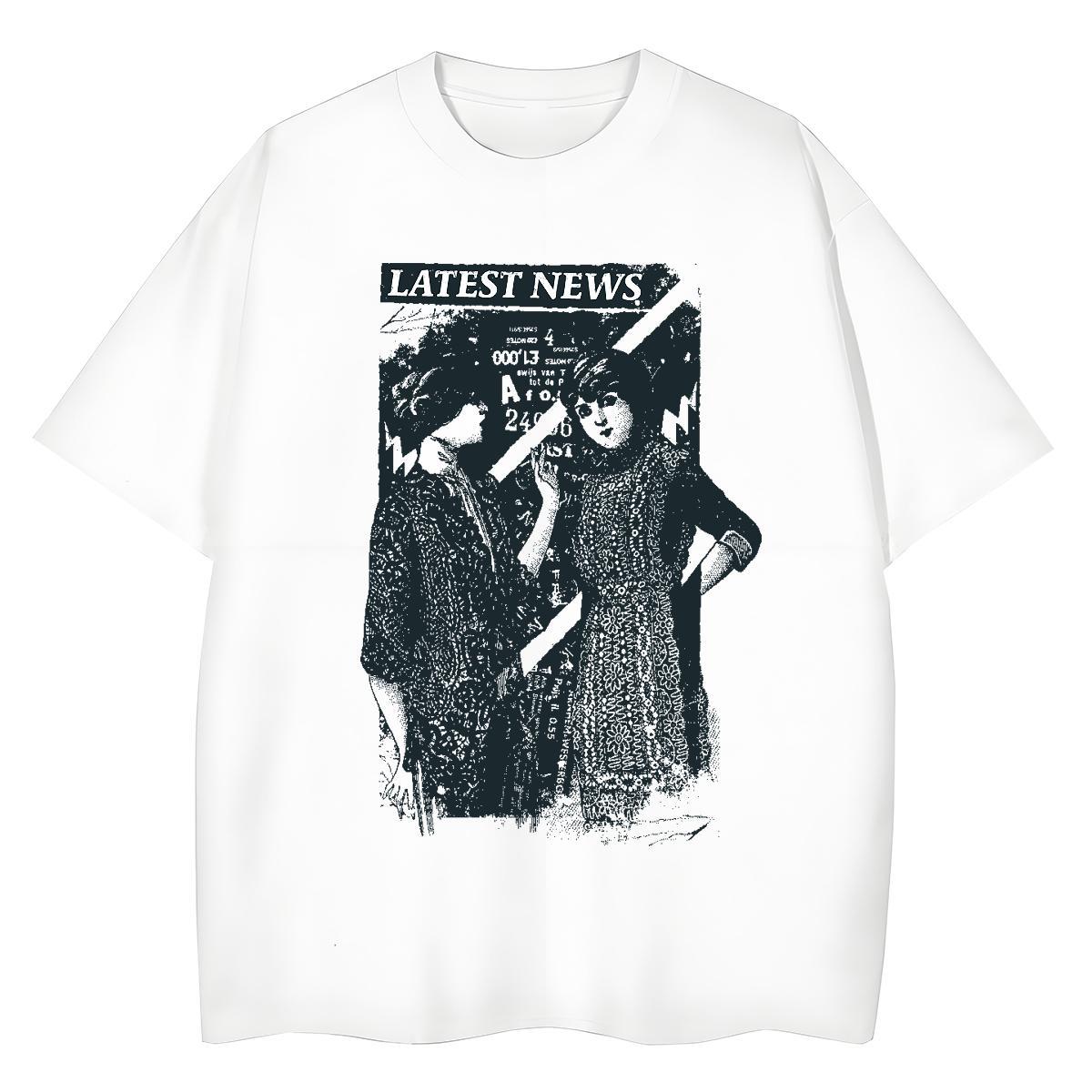 Fashion T Shirts Women 100% Cotton 230g Breathable Crew Neck Casual person Couples T Shirts 5A Cartoon Printing L-4XL Tops Tees