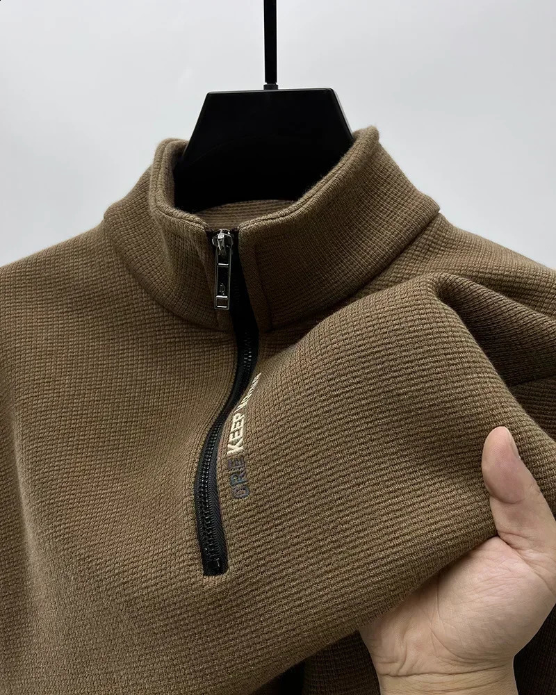 Winter Warm Sweater Fashion Mens Knitted Wool Short Fat Half Zipper Thick y Clothing Turtle Neck 240821