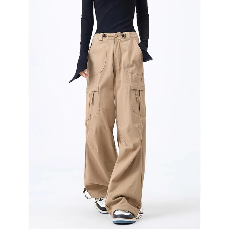 Women Khaki Cargo Pants Y2k 90s Aesthetic Vintage Harajuku Retro Pants Oversize High Waist Trousers 2000s Autumn Clothes Winter 240821