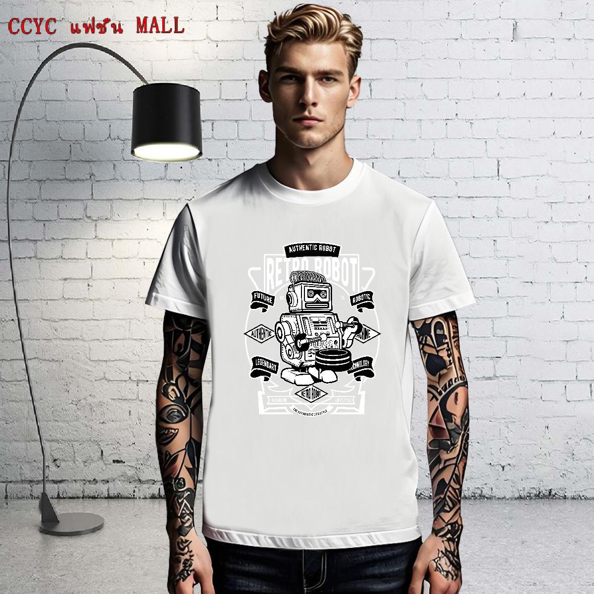 Unisex Men Tshirts Daily Outfit 230g Cotton Custom Big Size Breathable Soft robot T-Shirts Fashion New Clothings
