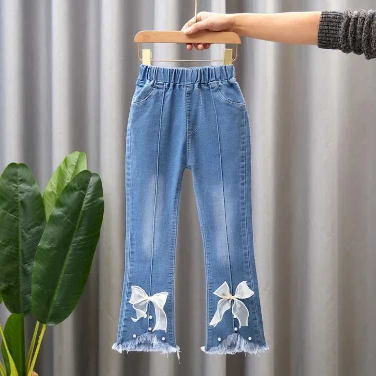Kids Jeans Pants for 2024 New Autumn Clothes for Flared Pants Baby Girl Casual Trousers for 3-10Y Girls Cowboy Pants Trousers W241227