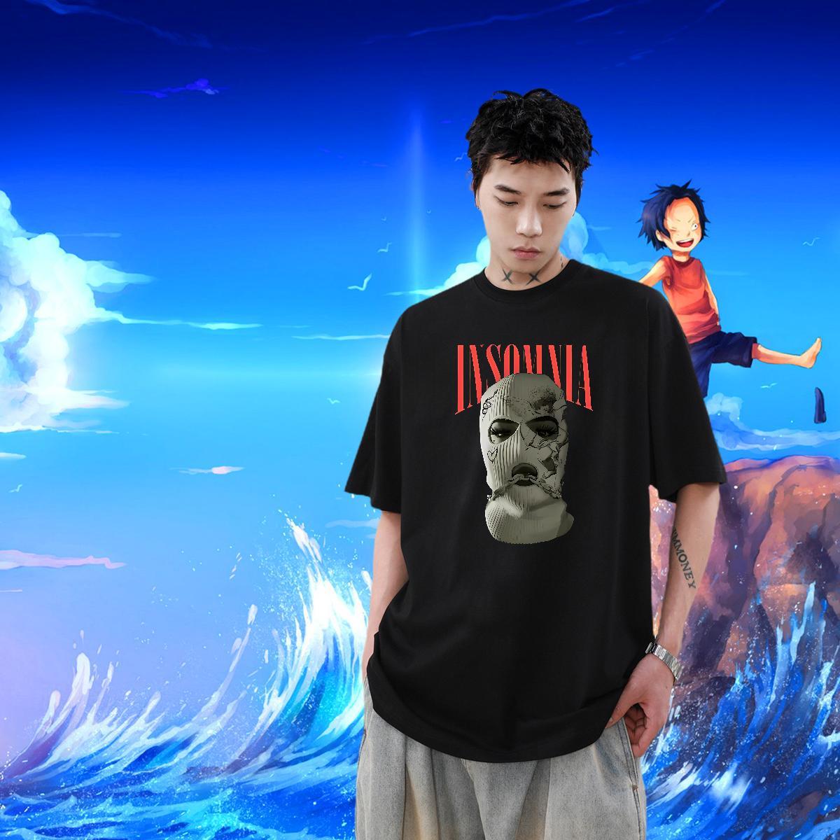 New Hip Hop Street Tshirts Masked man Pure Cotton 230g 100% Cotton Man T Shirts TOP Quality Oversized 3XL 4XL Tees Shirts
