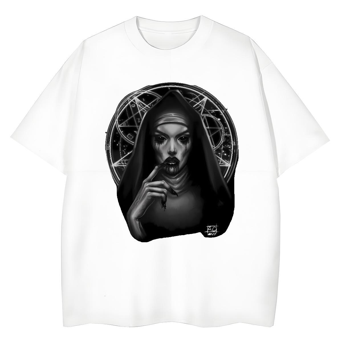Free Shipping Lady T shirt 230g 100% Cotton nun Daily Wear T-Shirts for Women Round Neck Short Sleeve Anime Oversized Clothes Shirt