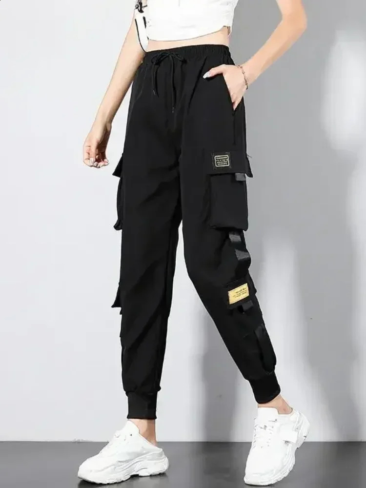 Spring and Autumn Style Joggers Pants with Korean Style Loose and Casual Cargo Pants Slimming Black Trousers Plus Size 240821
