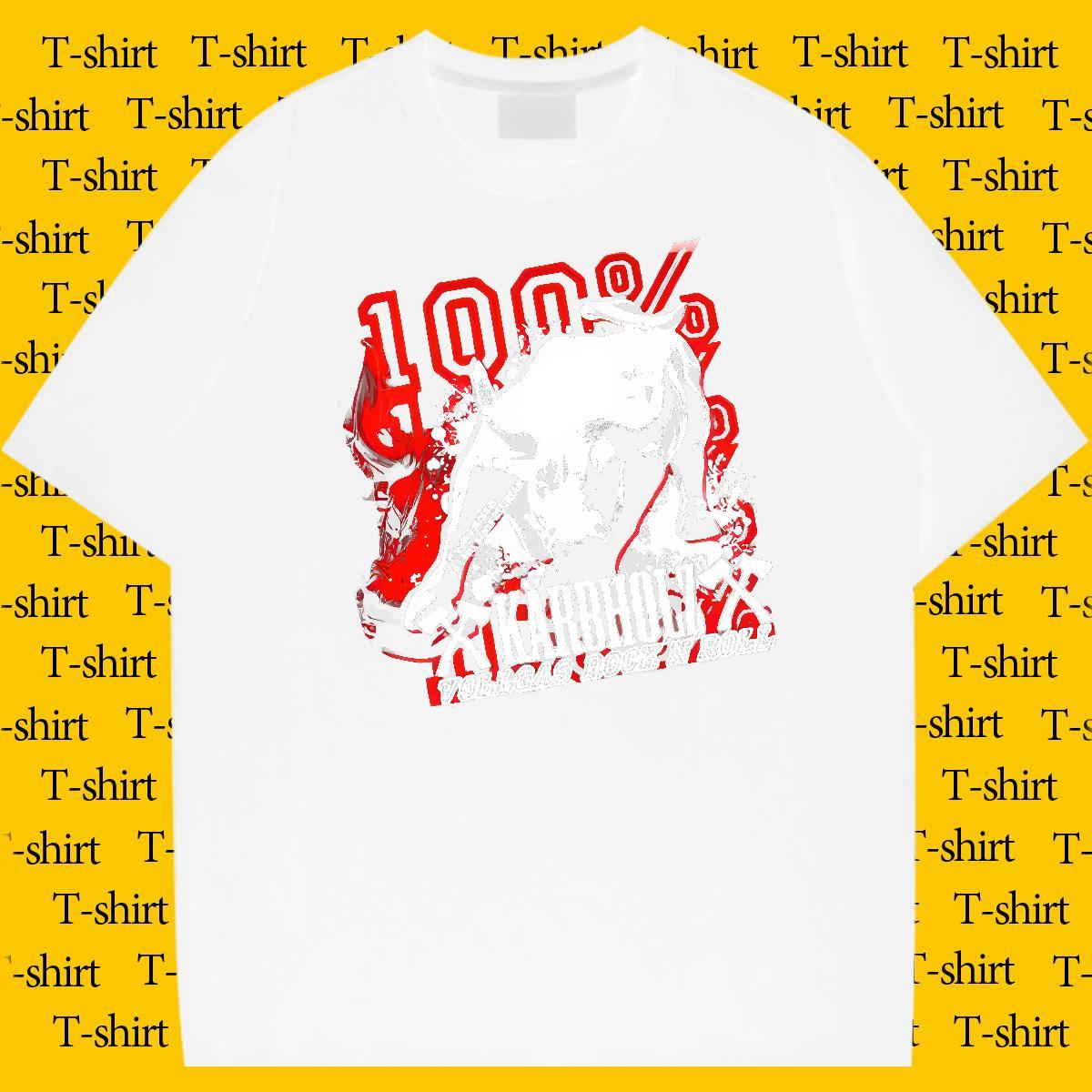 New Arrival Men Clothes T-Shirt 230g 100% Cotton Daily Outfit blood Breathable Crew Neck T Shirts Men Unisex Cartoon Printing L-4XL Tops Shirt