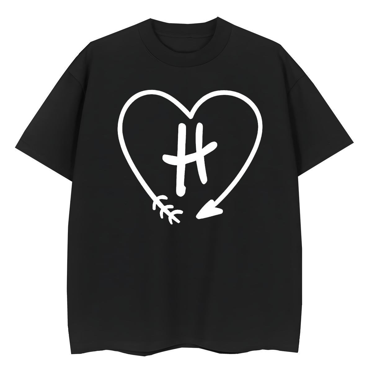 Designer Couples T Shirts 230g Cotton heart Casual Beach Womens T Shirts Crew Neck DIY Logo Tees Shirts