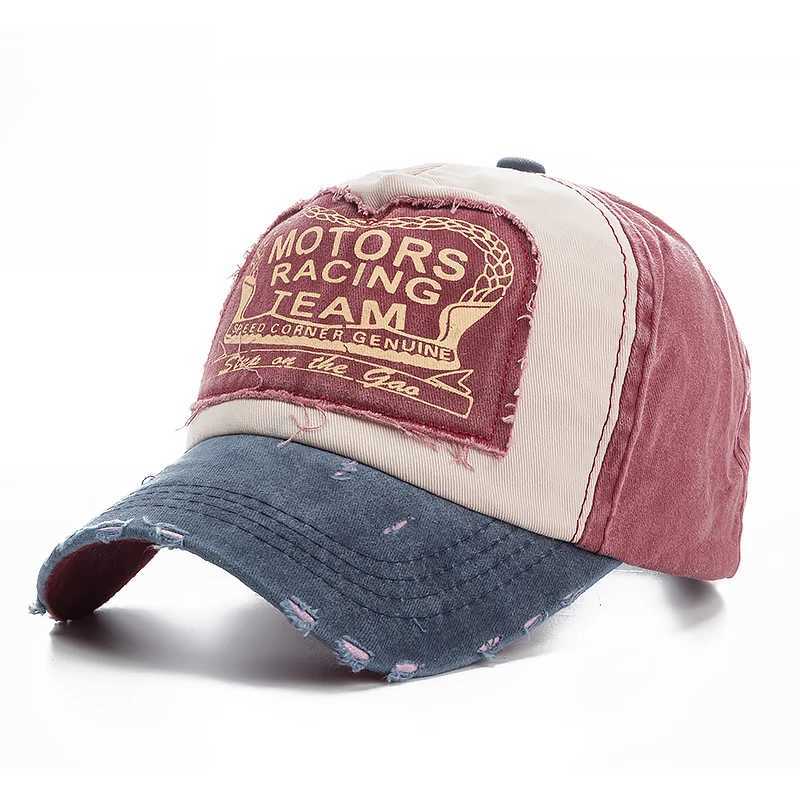 High quality washing cotton damaged baseball cap motor snap cap hip-hop dad cap suitable for men women grinding multi-color bones W240903
