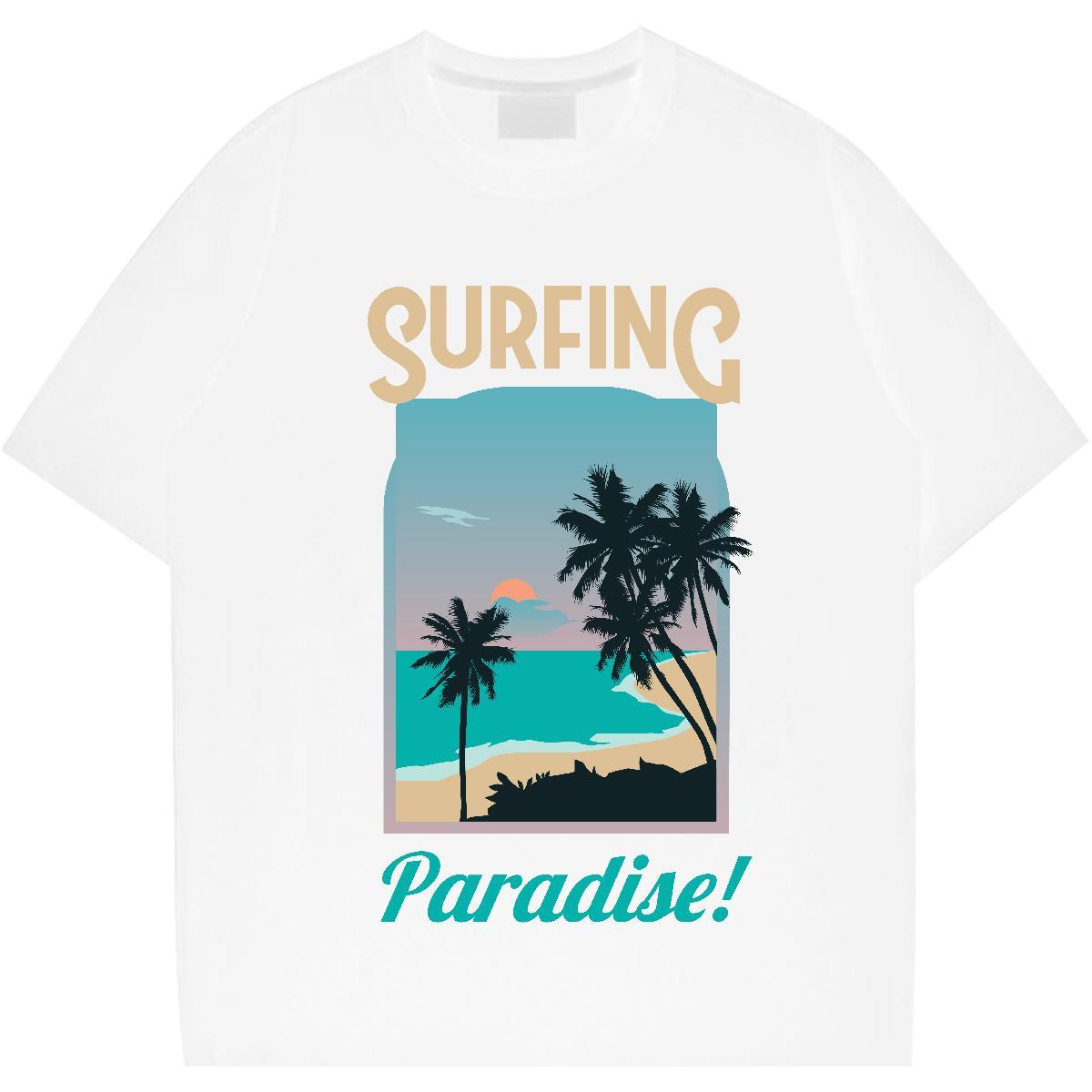 Classic Men Tees Beach 230g 100% Cotton Custom Anime Short Sleeve Soft skateboarding T shirt Fashion Design Tops Shirt
