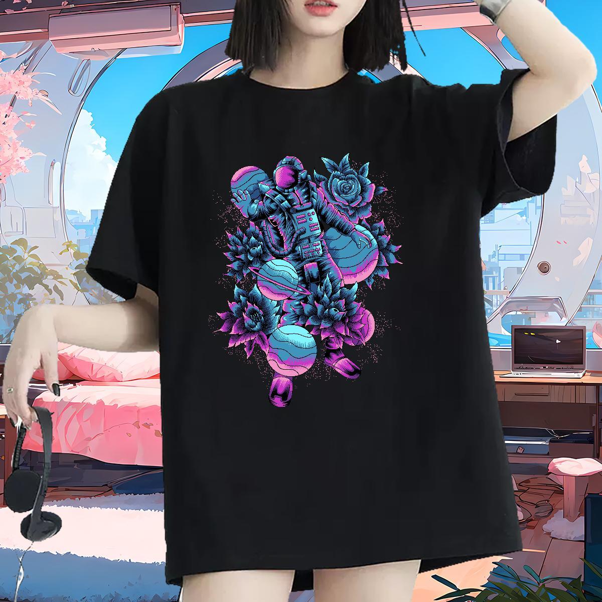 Casual New Women T Shirts O-Neck Short Sleeve 100% Cotton 230g Womens Tshirts White Plus Size ET Daily Wear Free Shipping Clothes Shirt