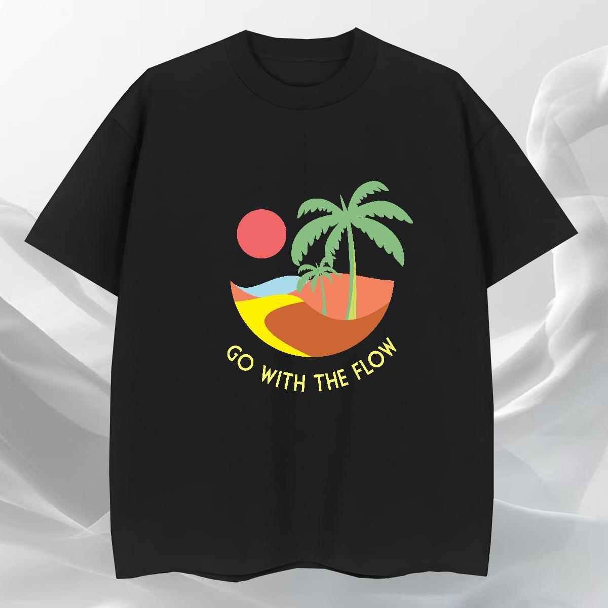 Loose Mens Tshirts Street 230g 100% Cotton Customized Print Breathable beach T shirt 2024 DIY Top Tees