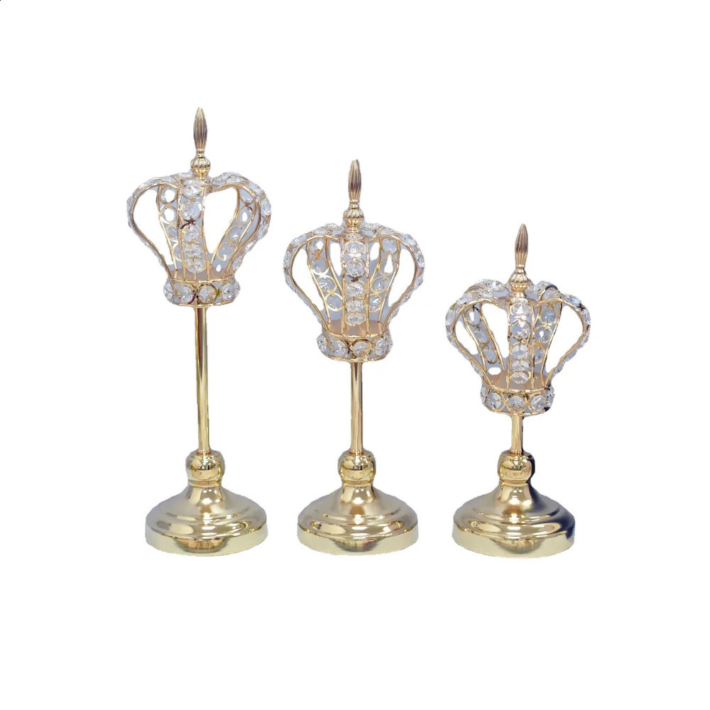 European Crown Crystal Candlestick Decoration Wedding Candlestick Christmas Candlestick Metal Home Decoration Iron Candlestick 240821