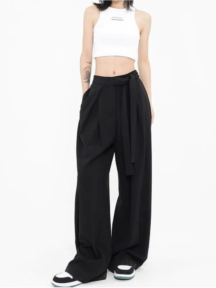 HOUZHOU Y2k Vintage Baggy Grey Suit Pants Woman Oversized Korean Fashion Japanese Style Harajuku Streetwear Trousers Summer 240821