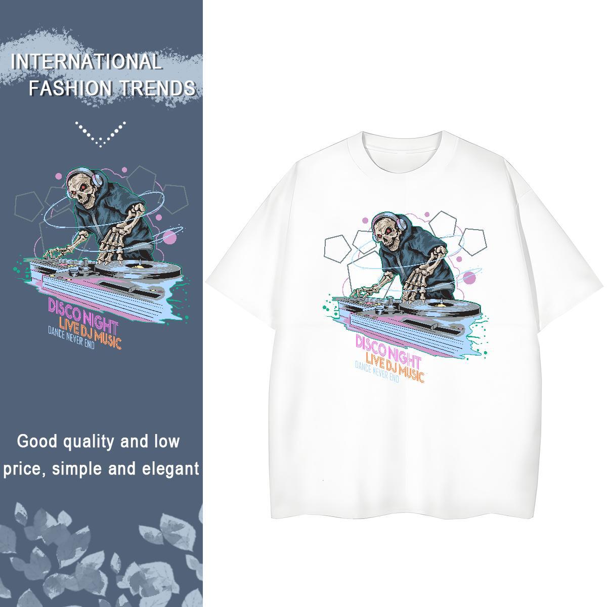DIY T-Shirts 230g Cotton Breathable Crew Neck High Street Hip Hop skull Couples T Shirts Wholesale Graphic Top Shirts