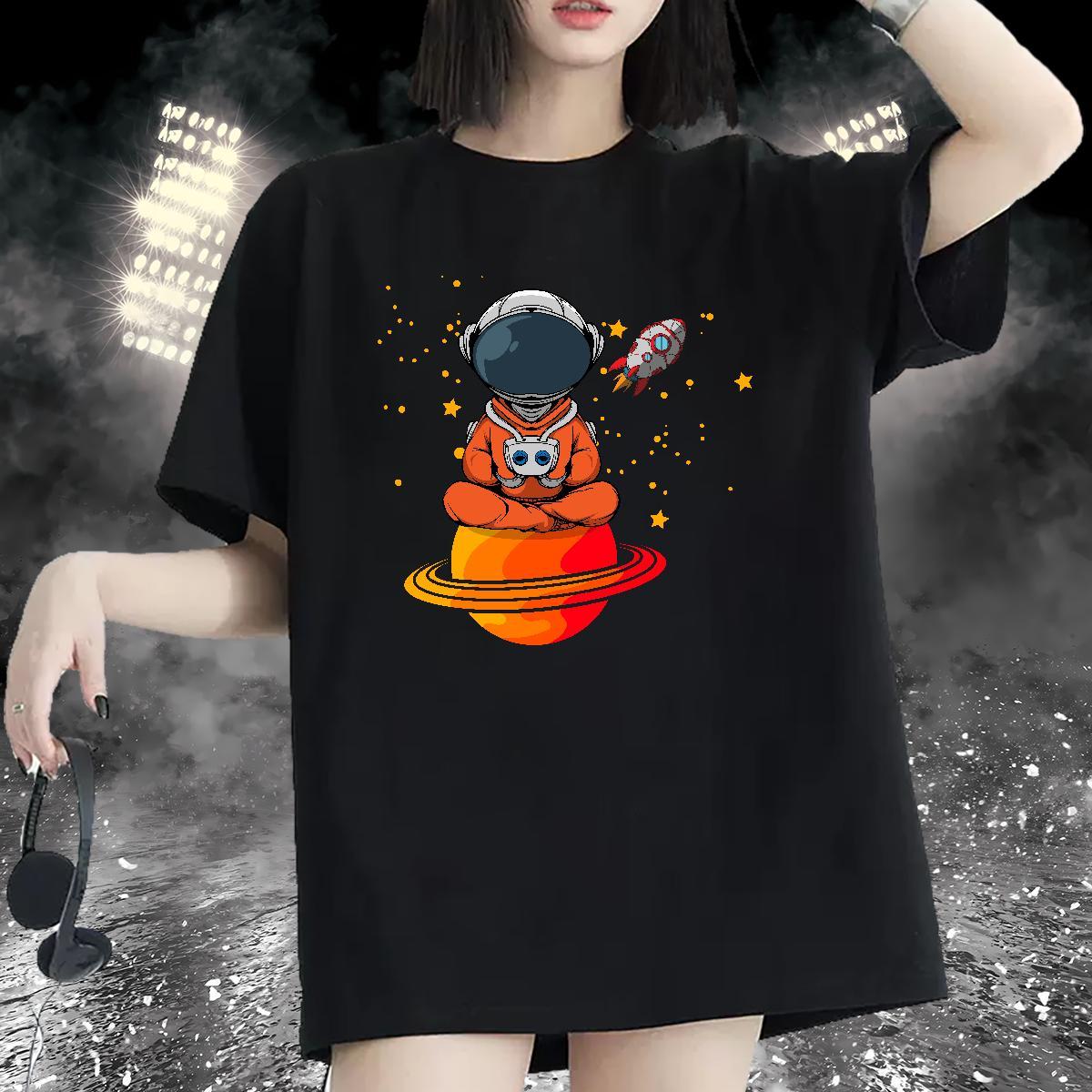 Wholesale Unisex Tshirts 230g 100% Cotton universe Casual T shirt Breathable Crew Neck Oversized L-4XL Clothes