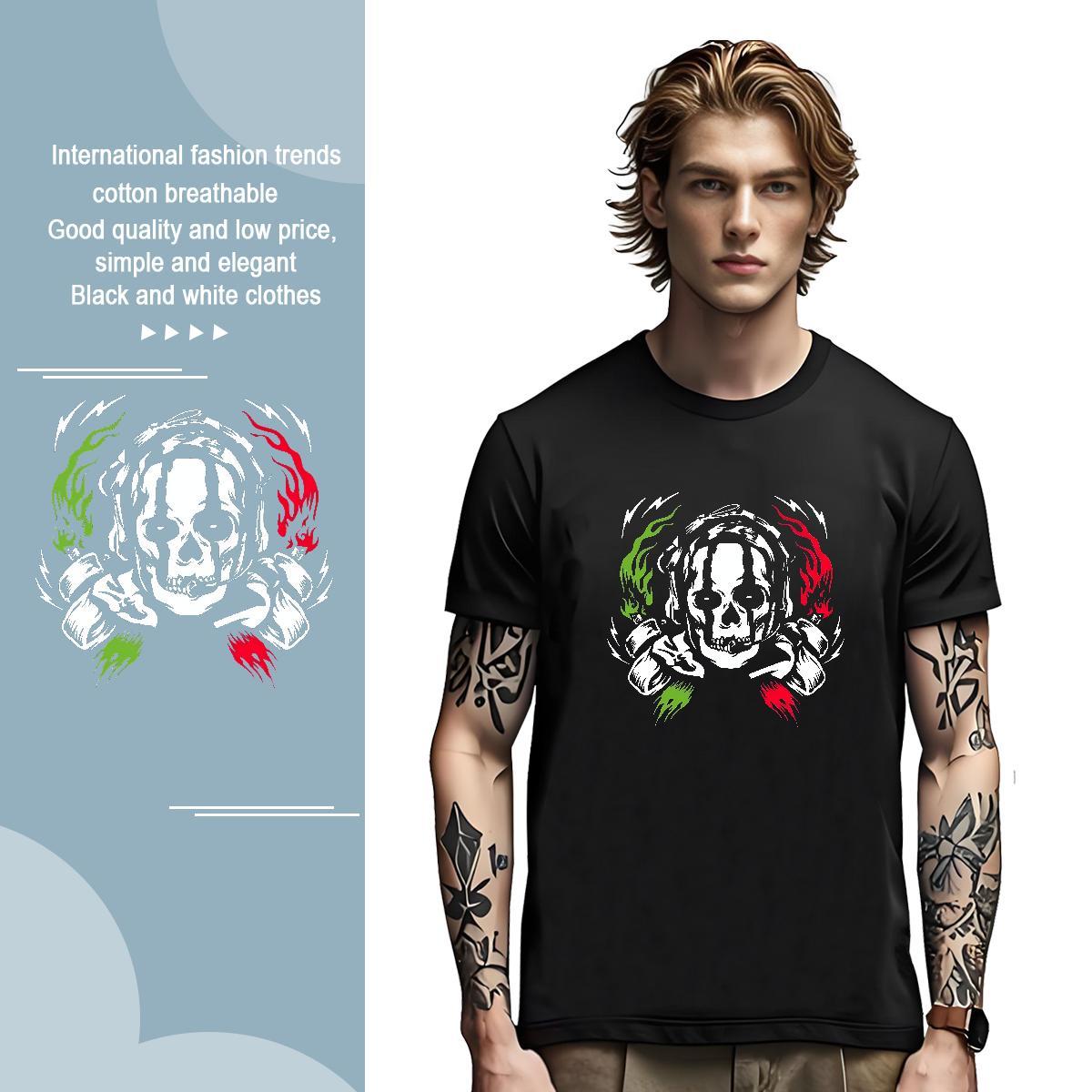 Factory Direct scary Couples T Shirts 230g Cotton Man T Shirts DIY Summer Casual Round Neck Short Sleeve Cool Tops Tees
