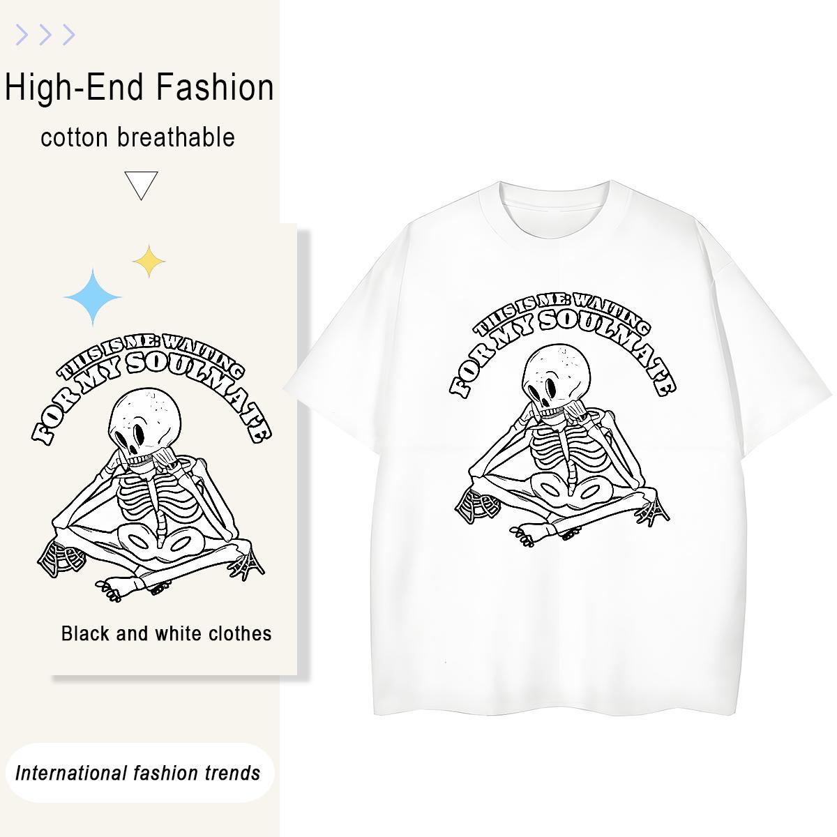 Custom T-Shirts 230g Pure Cotton O Neck Short Sleeves Daily Outfit halloween Unisex Tshirts Loose fit Custom Print Oversized Tee Shirt