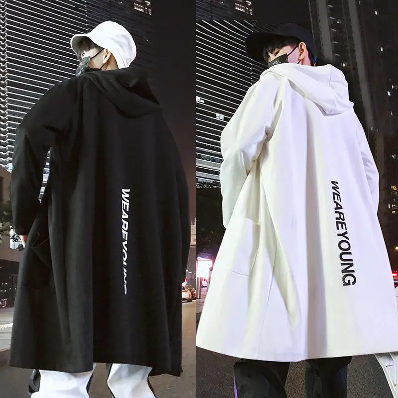 spring and autumn long windbreaker mens thin coat trend Korean slim jacket coat 240822
