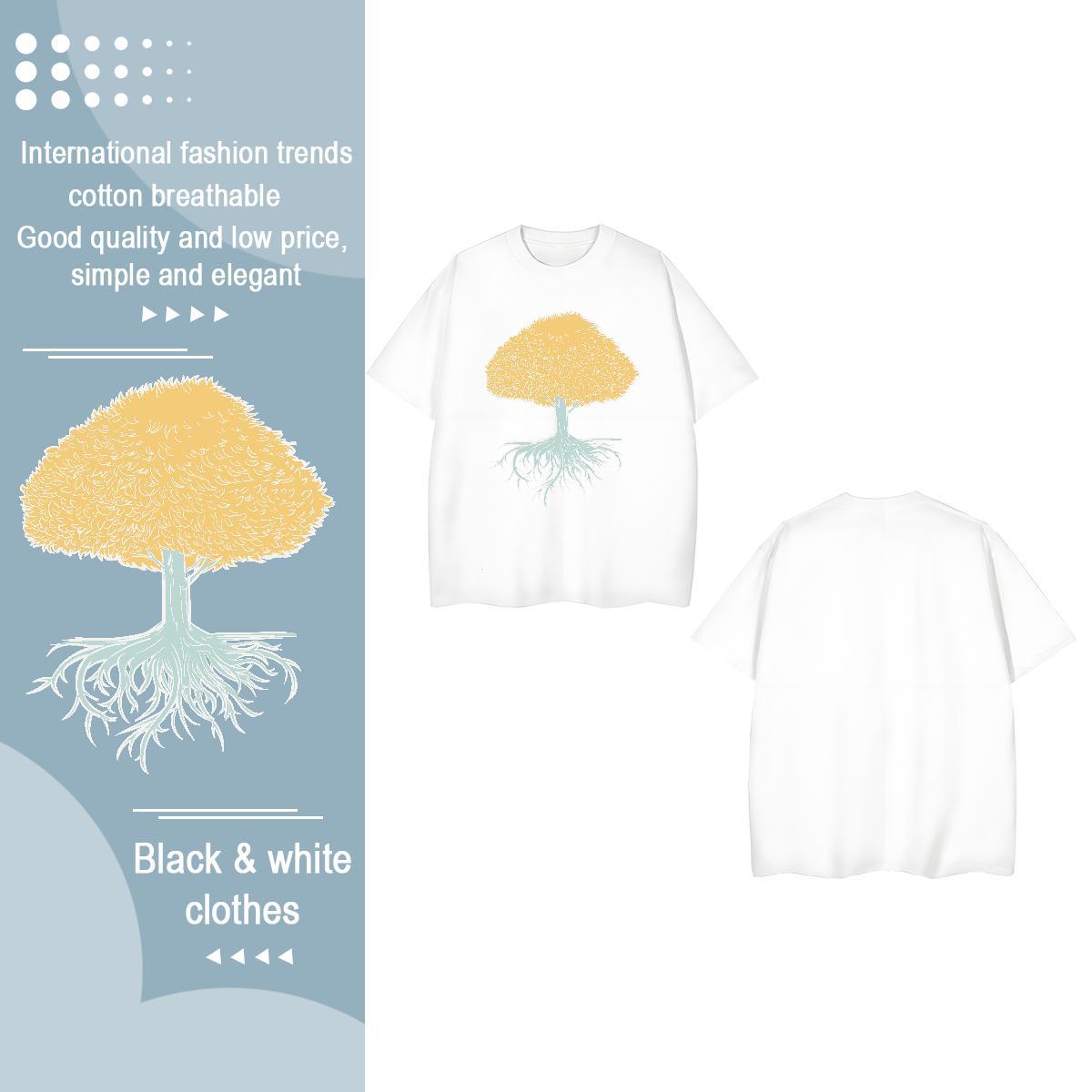 Fashion Casual T-Shirts for Women Crew Neck 230g 100% Cotton Couples T Shirts Skull tree Sports Street Wear Nice Top Shirts