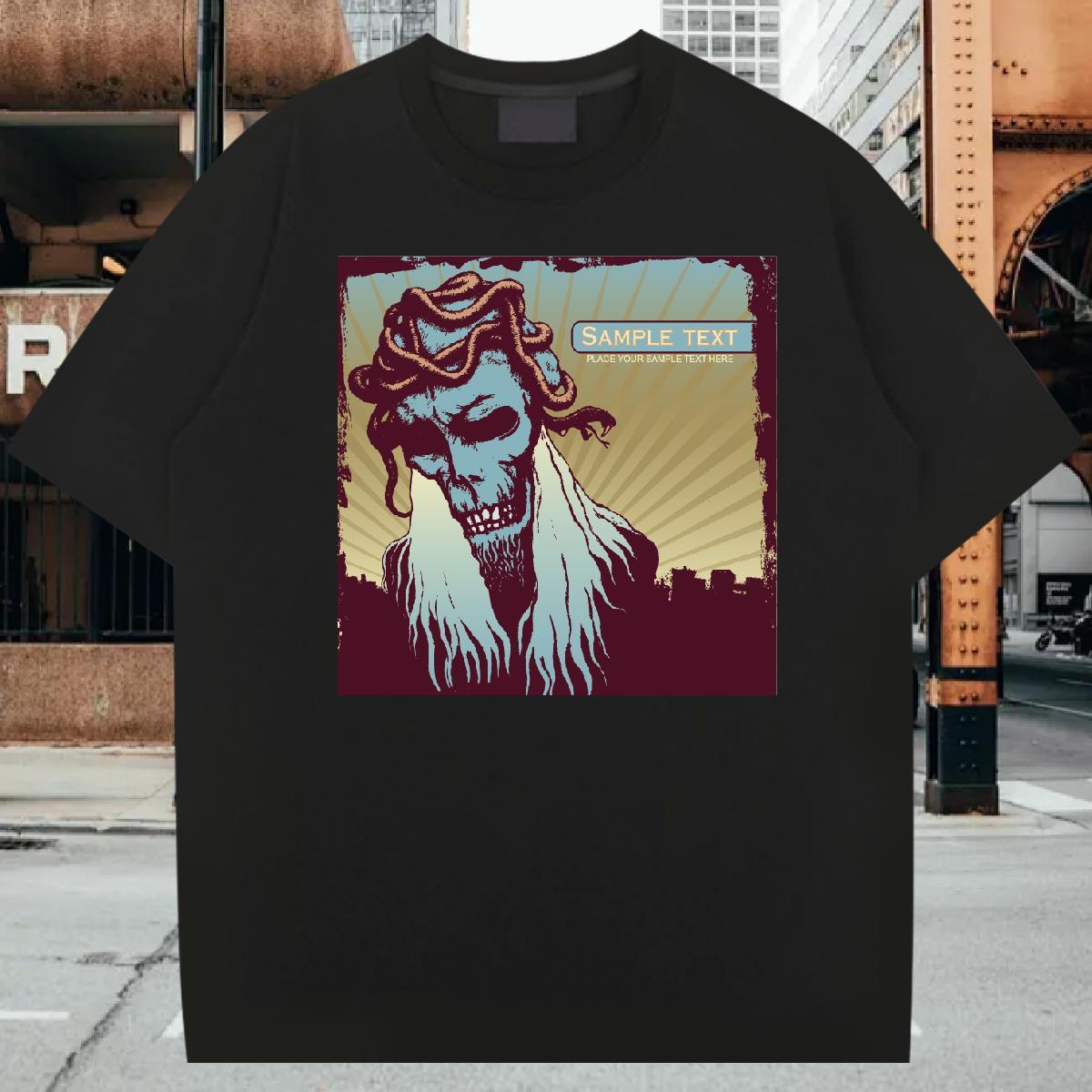 DIY Customized Outdoor Men Tops Tees scary Breathable 230g 100% Cotton T-Shirts Wholesale DIY Logo Oversized Clothes