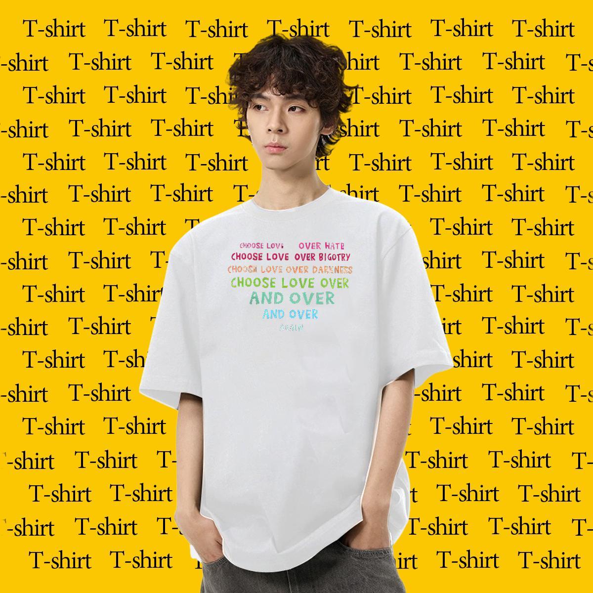 Cool Men Tshirts Daily Outfit 230g Cotton Custom Anime Breathable Crew Neck letter T-Shirts for Men Brand Tees Shirts