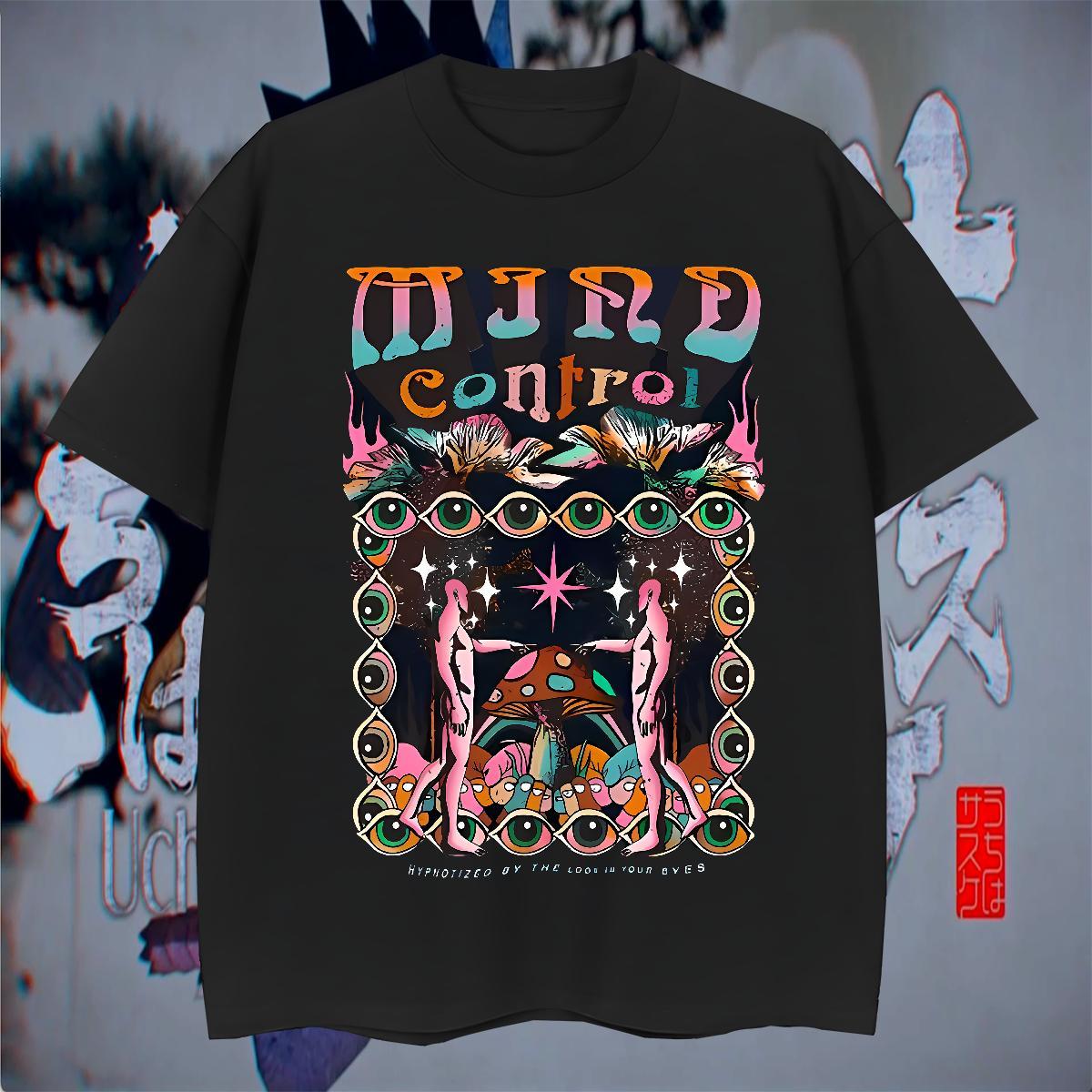 Comfortable Men Tops Tees Home Outdoor 230g Pure Cotton DIY Anime Breathable Crew Neck eyes T-Shirts Fashion New Tees Shirts