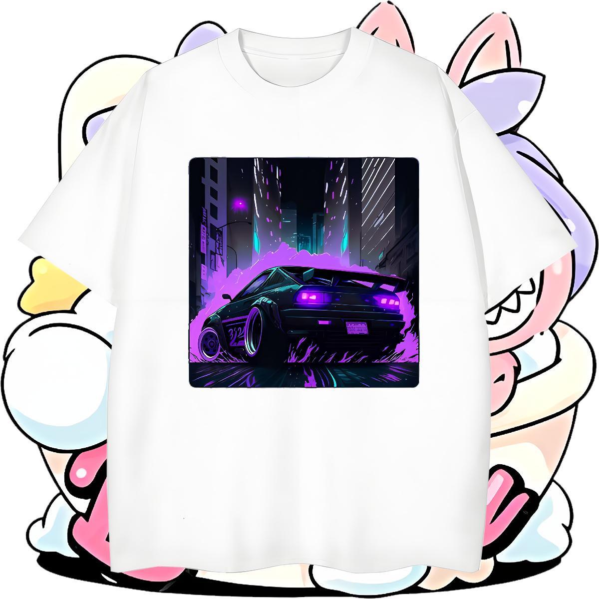High Quality Men Tshirts Street Casual 230g Cotton Graphic Crew Neck car T shirt Classic Tops Shirt