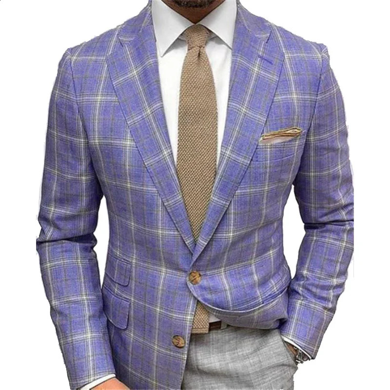 Spring Autumn Mens Solid Color Blazer Casual Suit Fashion Business Top Jacket Plaid Clothing Hombre Coat 240821
