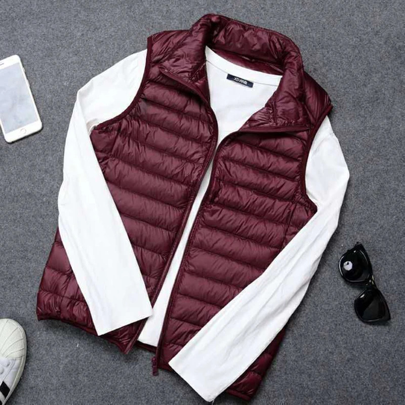 autumn and winter mens ultra light duck down vest white sleeveless jacket warm 240822