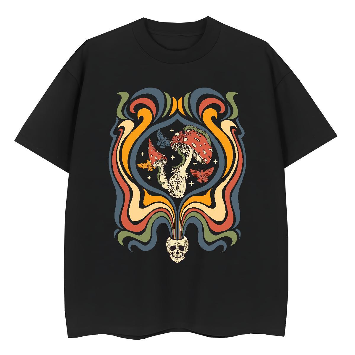 2024 T-Shirts Breathable Crew Neck 100% Cotton 230g Women Tshirts DIY Anime mushroom Casual Sport Designer Tops Tees