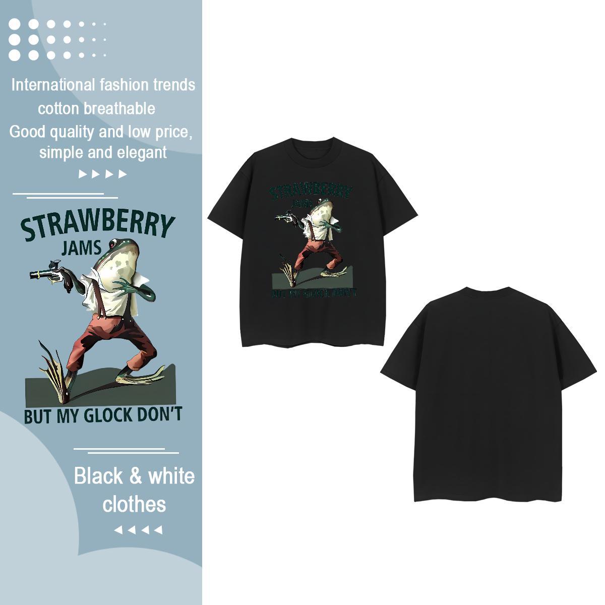DIY T Shirts Women Breathable Crew Neck 230g Cotton Lady T shirt Cartoon Anime Frog Casual Daily Wear Loose fit Clothes Shirt