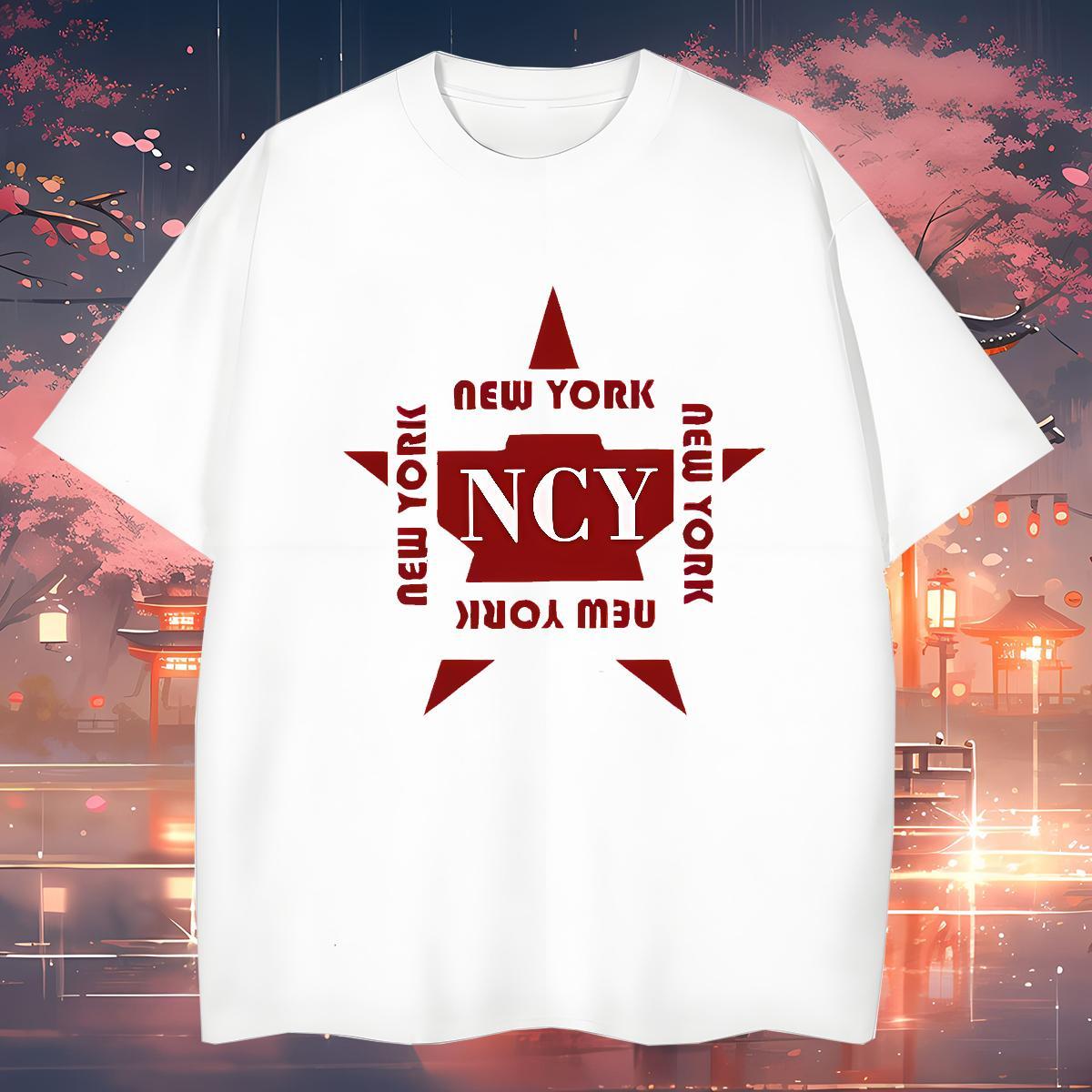 High Quality New York T-Shirts for Men Beach Tshirt for Man Woman 230g 100% Cotton Free Shipping O-Neck Short Sleeve Custom Cartoon Tees Shirts