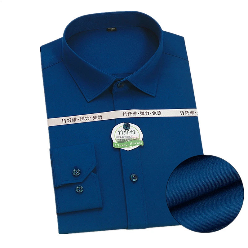Bright Red Long-sleeved Shirt Mens Single-breasted Square Collar Shirts Business / Wedding / Party Casual Shirt Blue White 6XL 240822