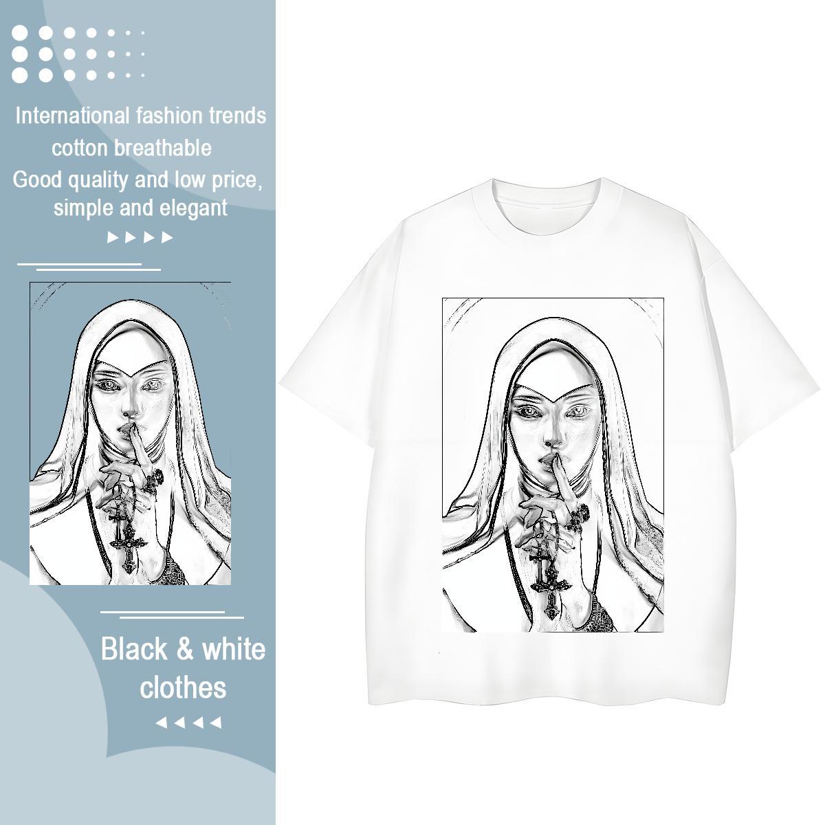 Wholesale Lady T shirt 230g 100% Cotton nun Daily Wear Women T Shirts Breathable Crew Neck Oversized Clothings