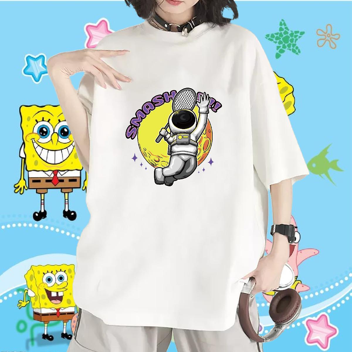 Loose Women Tshirts 100% Cotton 230g universe Summer Casual Woman T Shirts Breathable Soft Customized Print Tee Shirt