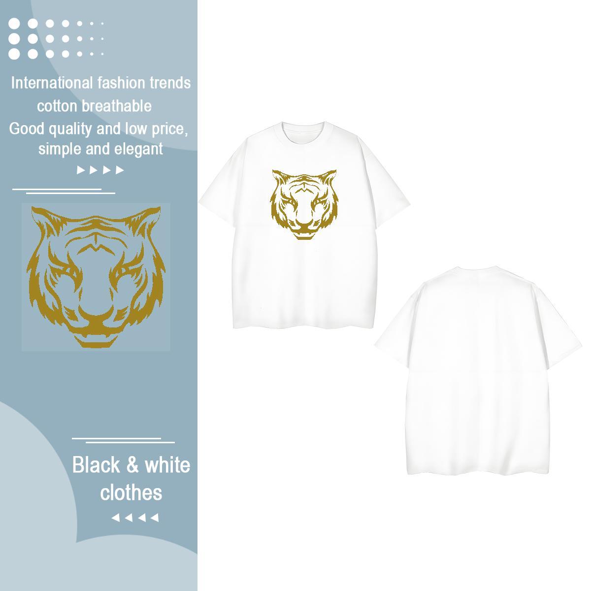 Brand Womens T Shirts Round Neck Short Sleeve 230g Cotton Lady T shirt Cartoon Anime tiger Casual Daily Wear Female Tops