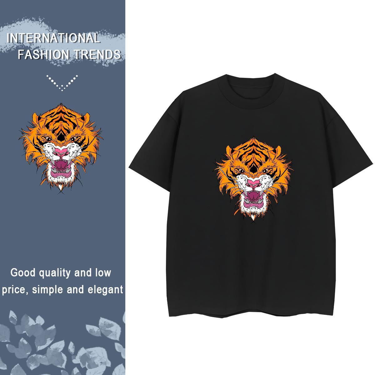 Stylist T shirt Short sleeve Soft 100% Cotton 230g Women Tees Black Oversized tiger Beach Nice Tees Shirts