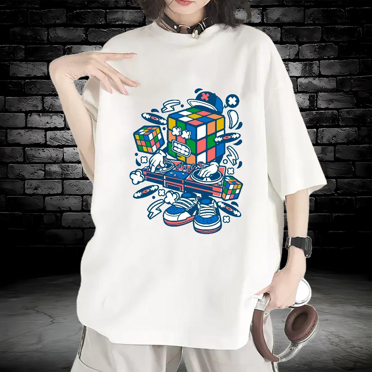 2024 Casual Woman T Shirts Breathable Short Sleeve 230g Cotton Tshirt for Man Woman Cartoon Print ET Daily Outfit High quality Wear