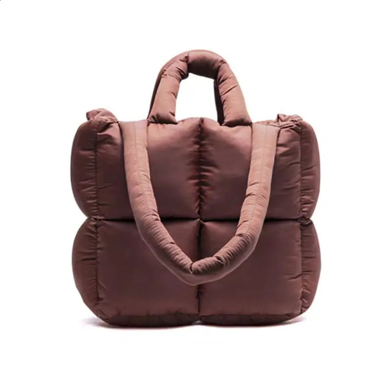 Fashion Small Puffer Tote Bag Padded Women Handbags Soft Nylon Quilted Shoulder Bags Warm Winter Shopper Purses 2024 240821