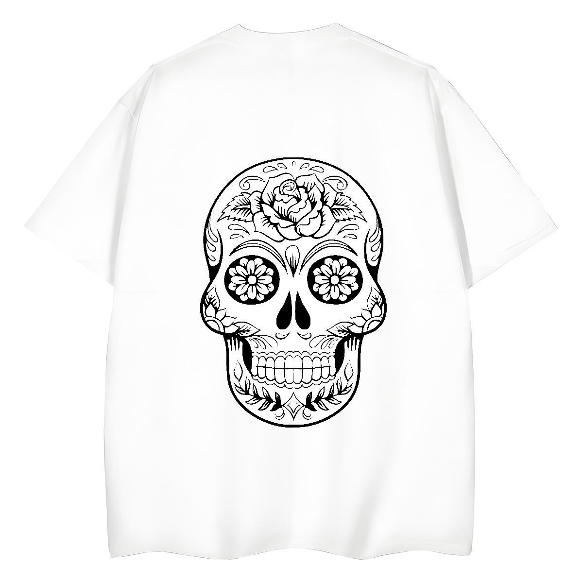 Fashion New Woman T Shirts 230g Cotton Breathable Crew Neck Sports Street Wear skull Tshirt for Man Woman Brand Cartoon Printing L-4XL Tshirts