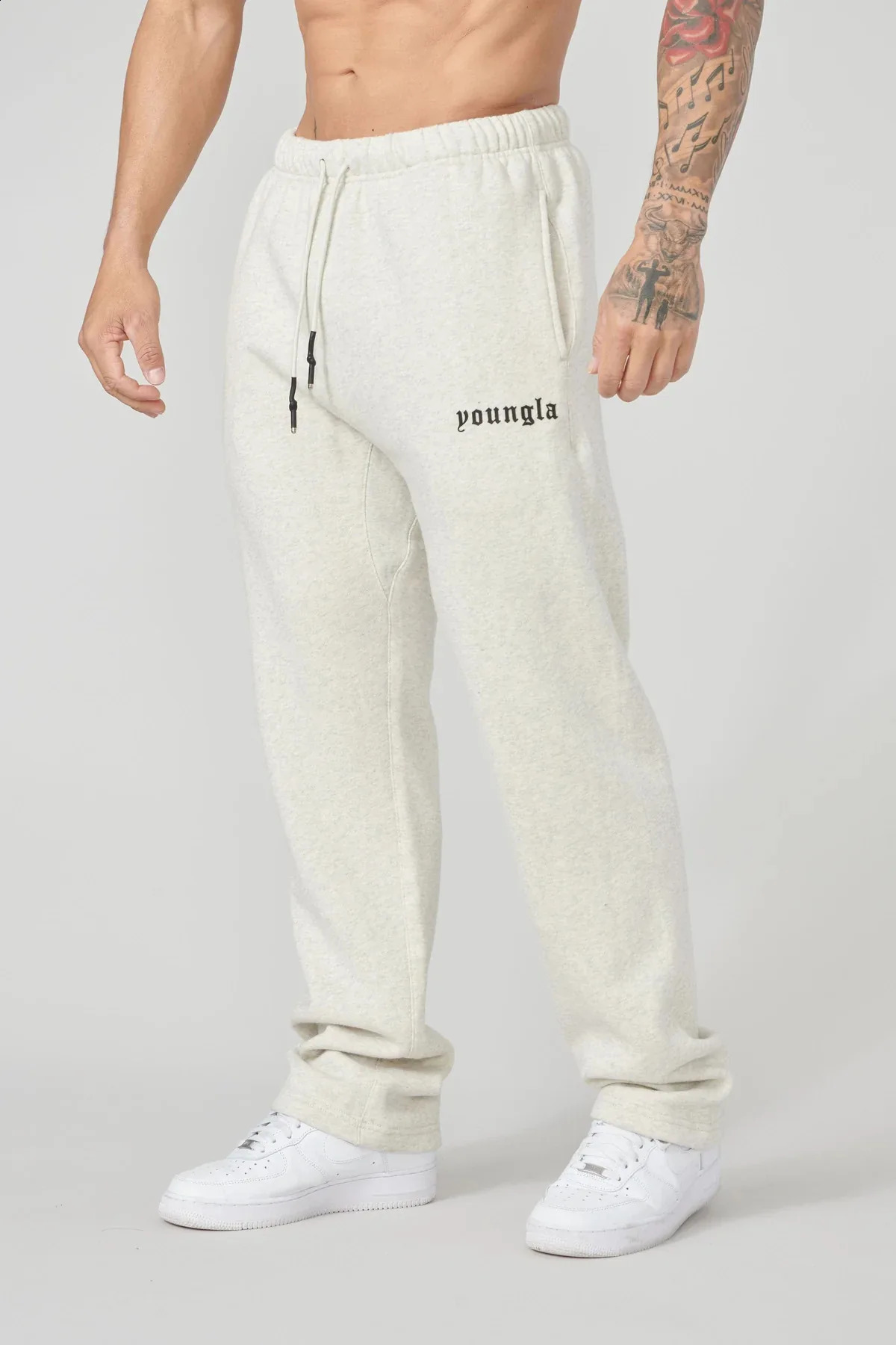 Mens sports pants autumn and winter fitness cotton print loose casual running training 240821