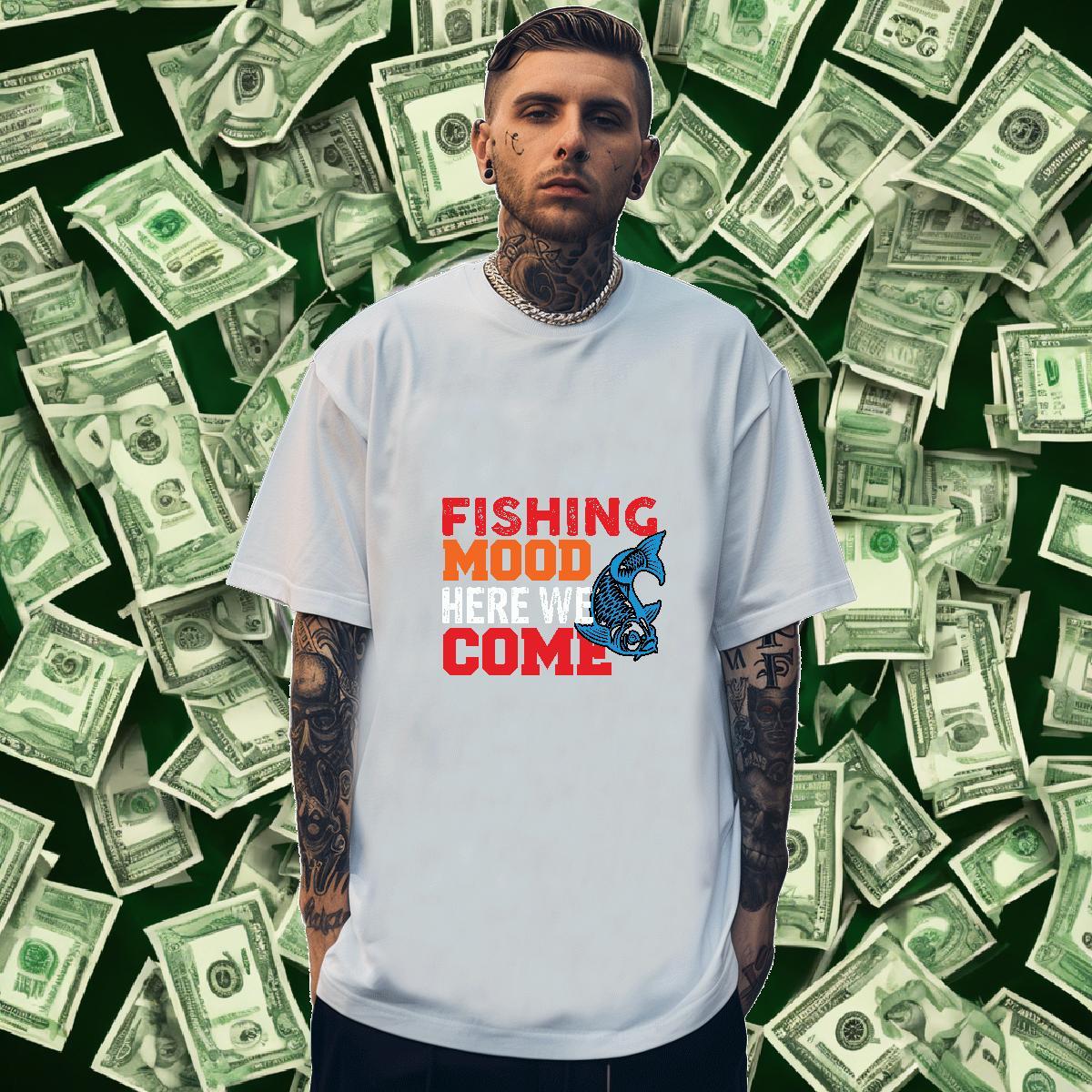 Comfortable Men Tops Tees Hip Hop Street 100% Cotton 230g Black Oversized Breathable Short Sleeve fish T shirt DIY Customized Tshirts