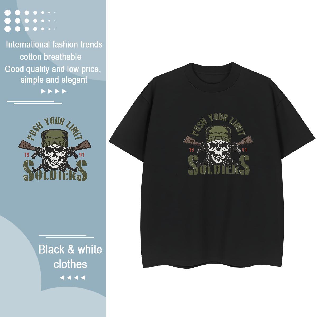 2024 Designer Womens T Shirts 230g Cotton O Neck Short Sleeves Street Casual skull Lady T shirt Free Shipping Black Oversized Clothes